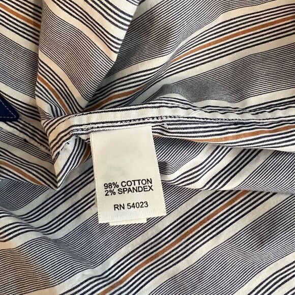 Banana Republic SzM 15-151/2 Blue and Orange Stripped Dress Shirt - Picture 9 of 12
